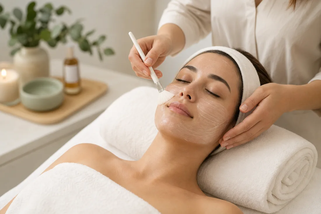 Gentle facial treatment in a spa room.